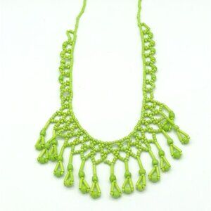 Vintage Lime Green Glass Bead Necklace